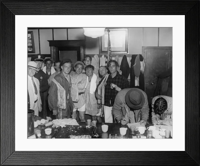 Framed Print : S.S. Morro Castle Survivors At Police Station Framed Print : S.S. Morro Castle Survivors At Police Station