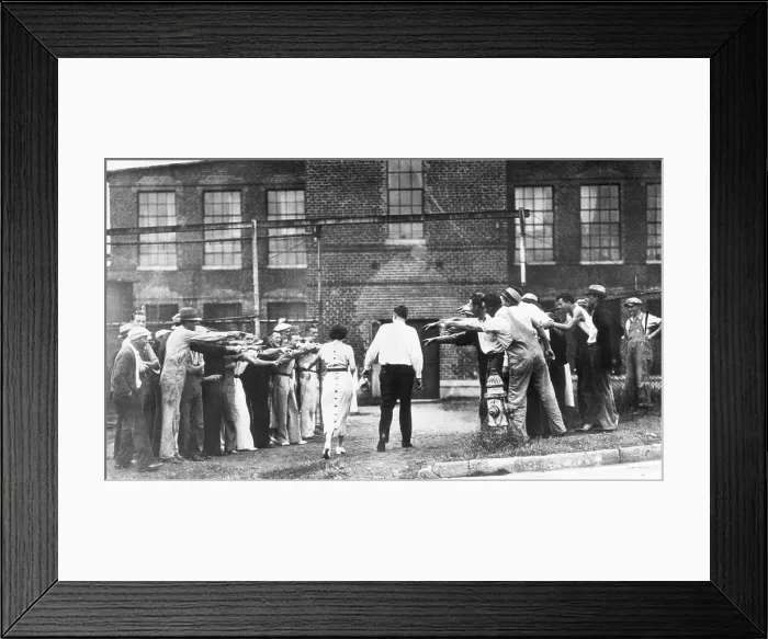 Framed Print : Strikers Jeer Couple Crossing Picket Line Framed Print : Strikers Jeer Couple Crossing Picket Line