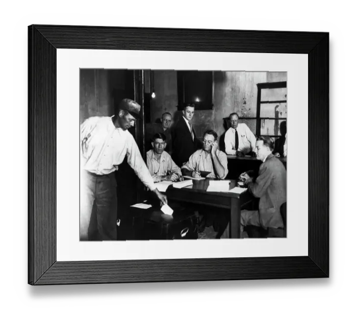 Framed Print : Rex Davis Votes in Steel Election
