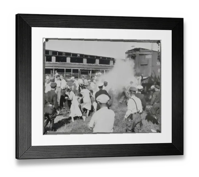 Framed Print : Chaotic Scene at Striking Textile Industry Site Framed Print : Chaotic Scene at Striking Textile Industry Site