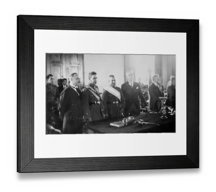 Framed Print : Military Officials Standing at Table Framed Print : Military Officials Standing at Table