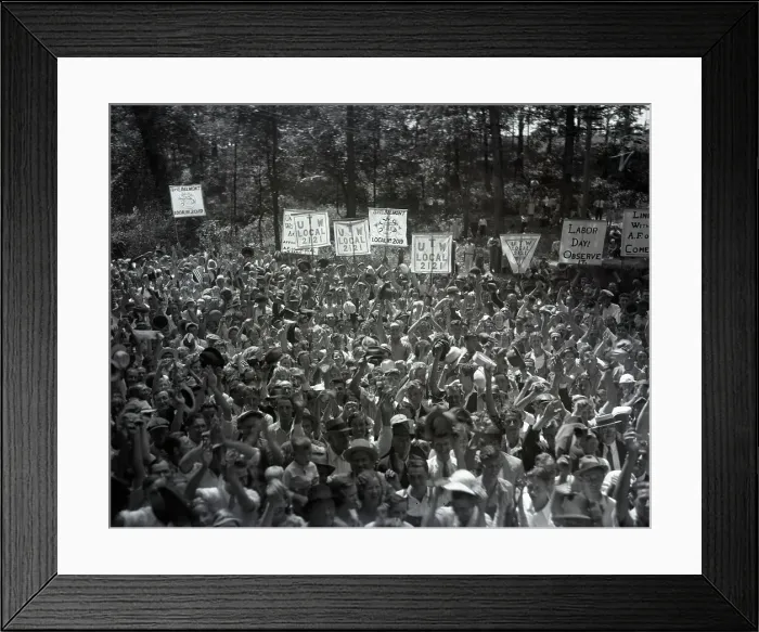 Framed Print : Strikers Cheering During Labor Day Celebration Framed Print : Strikers Cheering During Labor Day Celebration