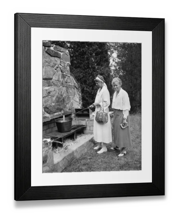 Framed Print : Eleanor Roosevelt Cooks Corn on Cob at Picnic Framed Print : Eleanor Roosevelt Cooks Corn on Cob at Picnic