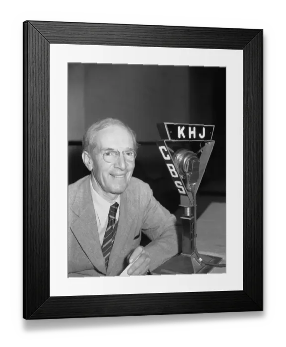 Framed Print : Upton Sinclair Speaking into CBS Microphone Framed Print : Upton Sinclair Speaking into CBS Microphone