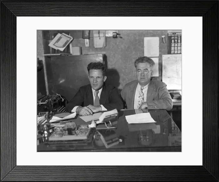 Framed Print : Union Organizers at Desk in Office Framed Print : Union Organizers at Desk in Office