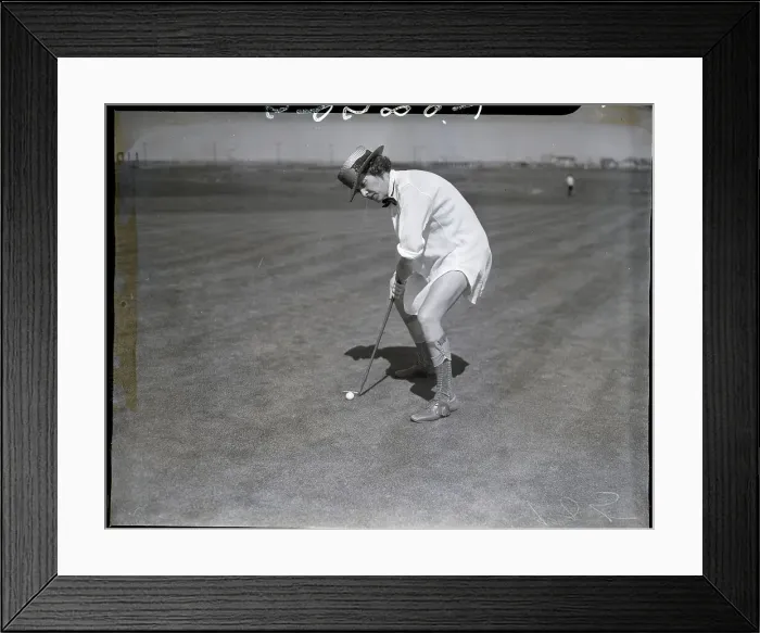 Framed Print : Woman Wearing No Pants While Playing Golf