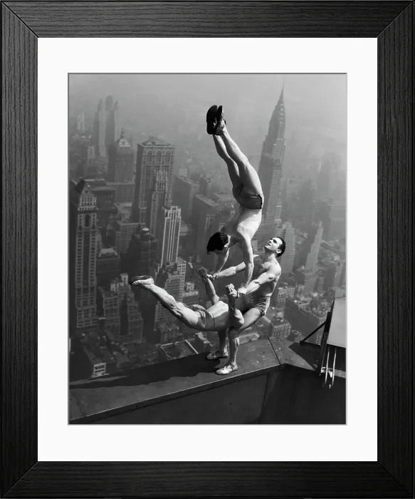 Framed Print : Acrobats Performing on the Empire State Building Framed Print : Acrobats Performing on the Empire State Building
