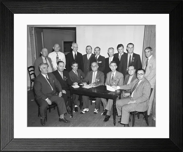 Framed Print : UAW Committe Seate and Posing During Meeting Framed Print : UAW Committe Seate and Posing During Meeting