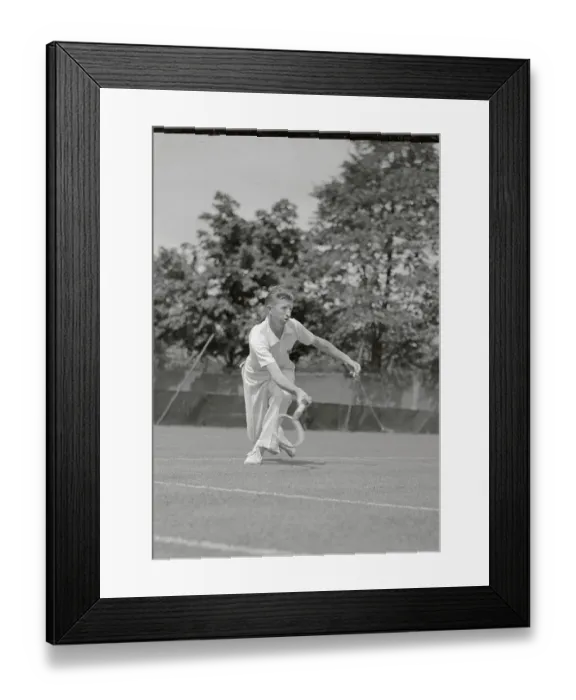 Framed Print : Don Budge Returning a Low Ball Framed Print : Don Budge Returning a Low Ball