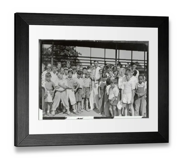 Framed Print : Hank Greenberg Posing with Youngsters