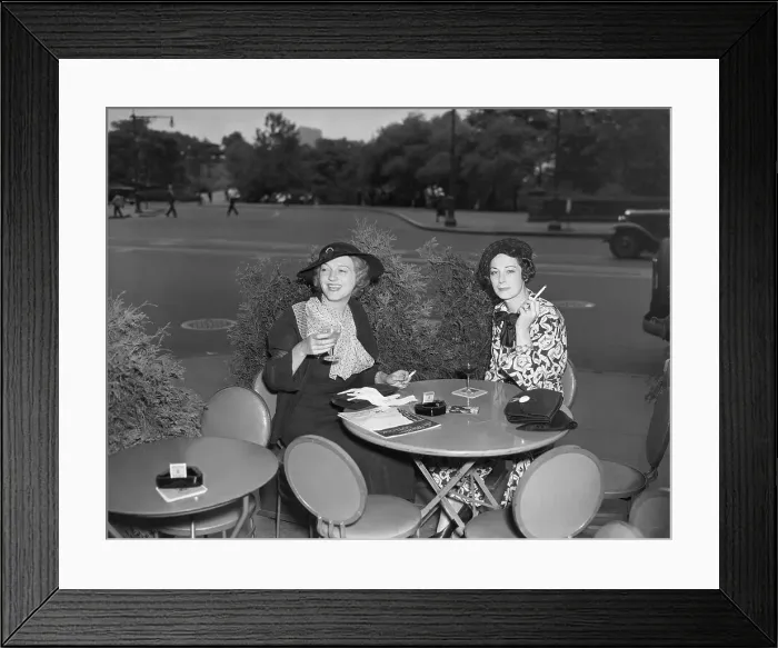 Framed Print : Two Women Drinking At Sidewalk Cafe Framed Print : Two Women Drinking At Sidewalk Cafe