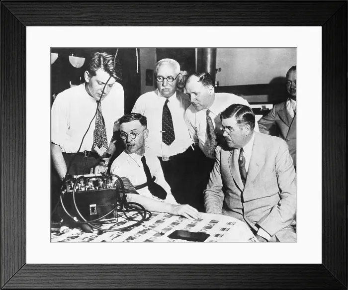 Framed Print : Detectives Administering Lie Detecting Test to Ivan Grilec Framed Print : Detectives Administering Lie Detecting Test to Ivan Grilec