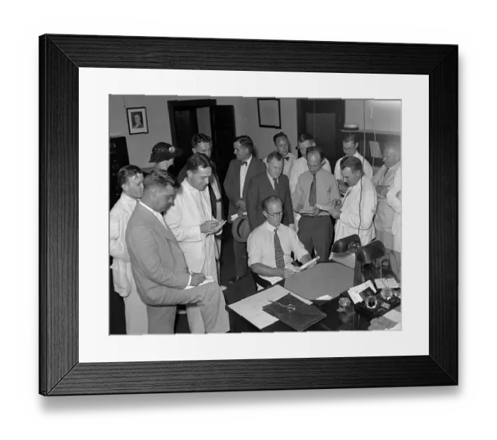 Framed Print : Joseph Patrick Kennedy Meeting with Press Framed Print : Joseph Patrick Kennedy Meeting with Press