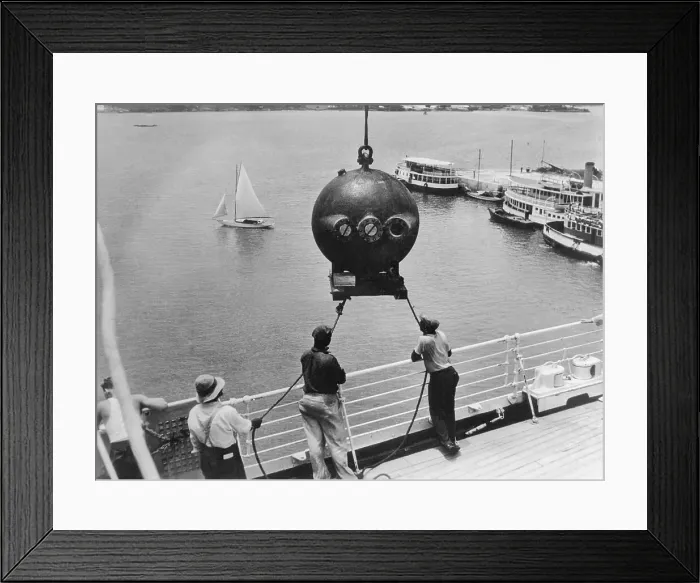 Framed Print : Dr. William Beebe and Crew Unloading Gobule Framed Print : Dr. William Beebe and Crew Unloading Gobule