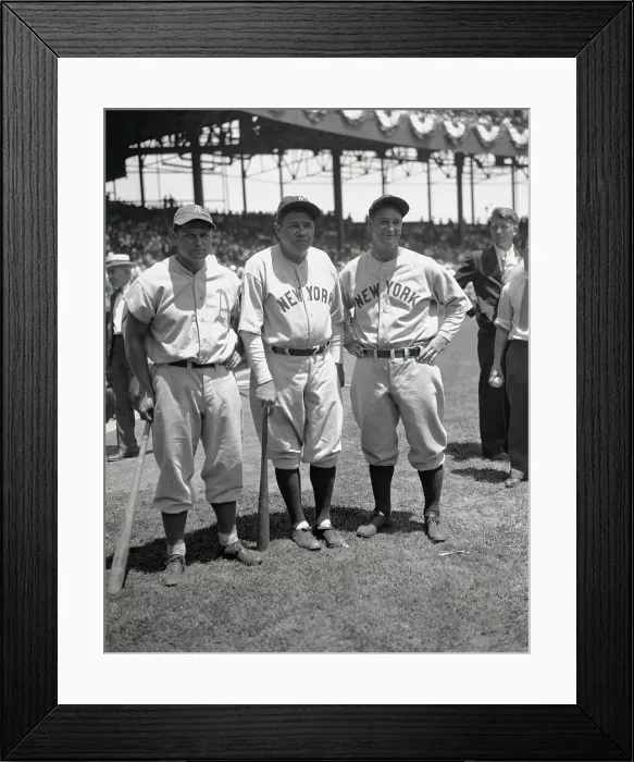 Framed Print : Jimmy Foxx with Babe Ruth and Lou Gehrig Framed Print : Jimmy Foxx with Babe Ruth and Lou Gehrig
