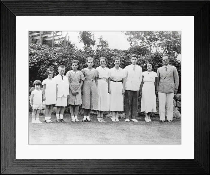 Framed Print : Kennedy Family Standing on Lawn Framed Print : Kennedy Family Standing on Lawn