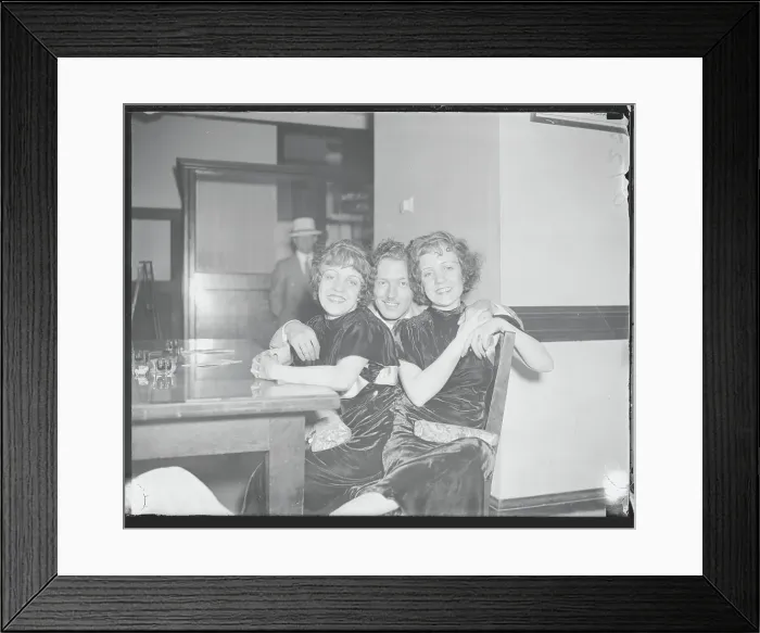 Framed Print : Violet Hilton, Daisy Hilton, and Maurice L. Lambert Smiling Framed Print : Violet Hilton, Daisy Hilton, and Maurice L. Lambert Smiling