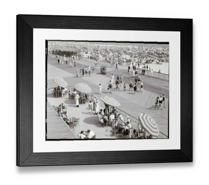 Framed Print : Crowds Along Broadwalk at Jones Beach Framed Print : Crowds Along Broadwalk at Jones Beach