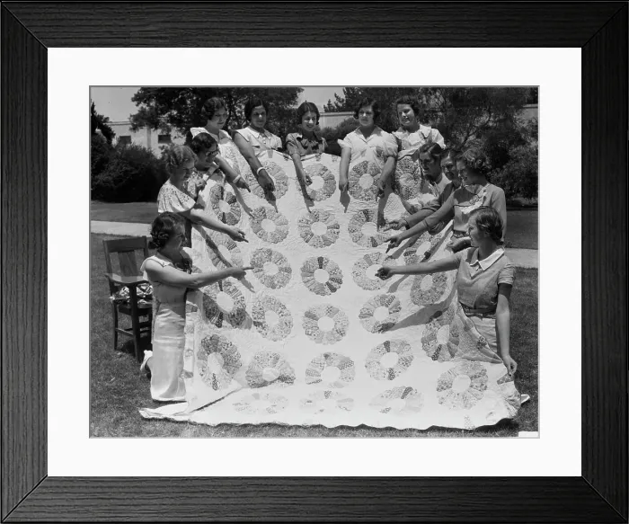 Framed Print : State College Coeds of Quilting Bee Showing Finished Work Framed Print : State College Coeds of Quilting Bee Showing Finished Work