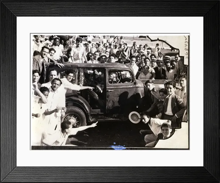 Framed Print : Cubans Stand by Burned-Out Car Framed Print : Cubans Stand by Burned-Out Car