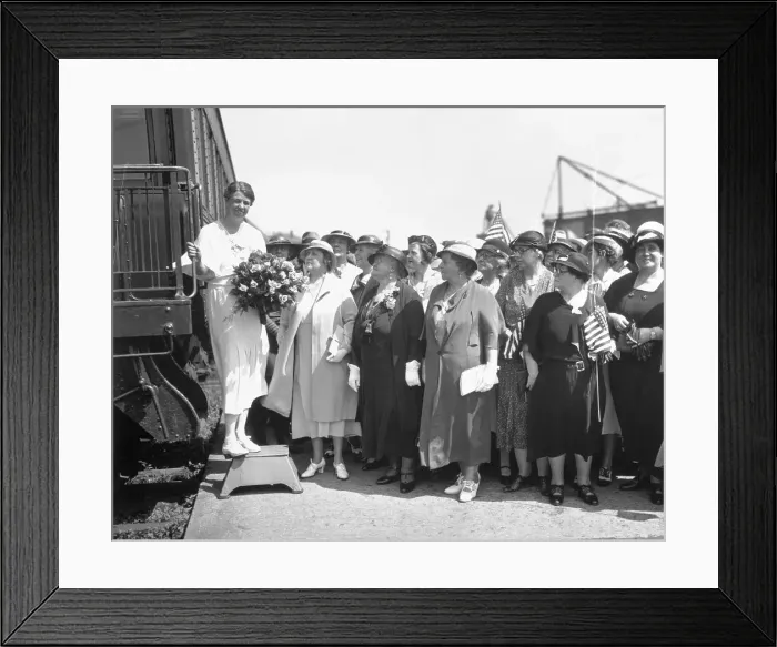 Framed Print : Women Greeting Eleanor Roosevelt at Train Station Framed Print : Women Greeting Eleanor Roosevelt at Train Station