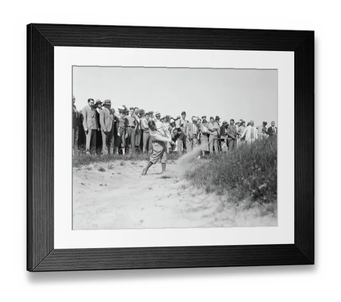 Framed Print : Gene Sarazen in Sand Trap During Game Framed Print : Gene Sarazen in Sand Trap During Game
