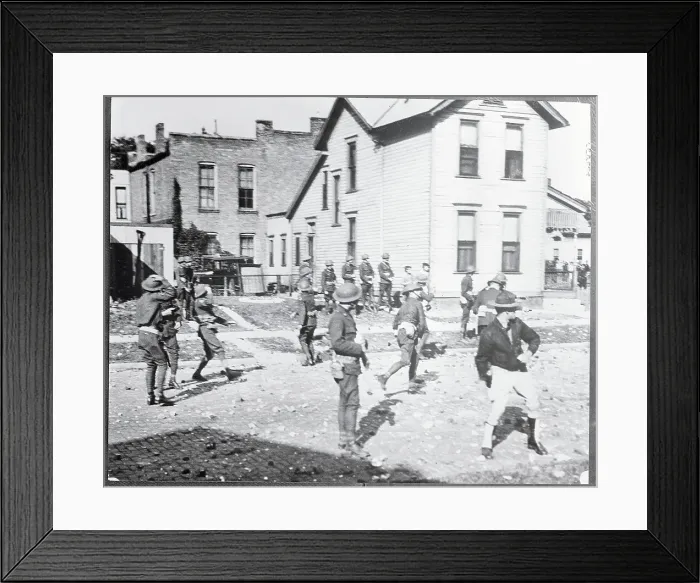 Framed Print : National Guard and Strikers Clashing