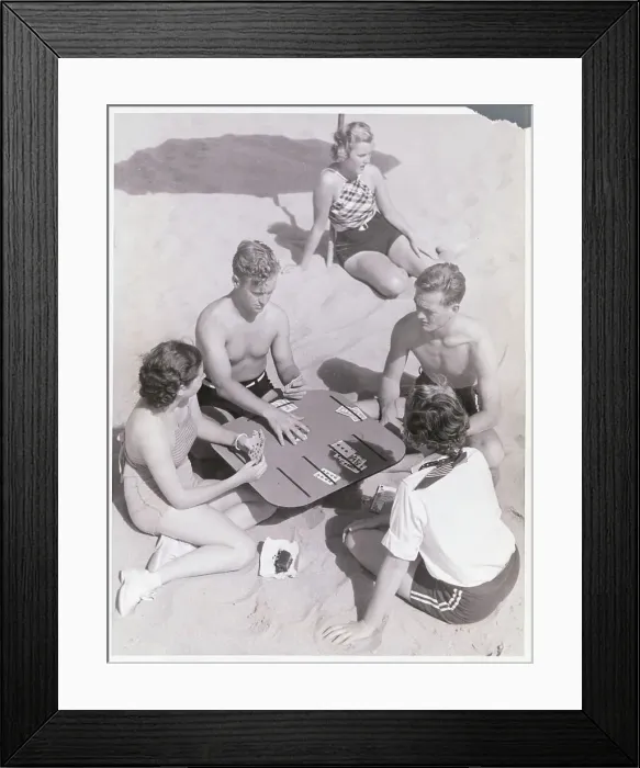 Framed Print : Card Game on Beach Framed Print : Card Game on Beach