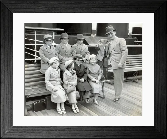 Framed Print : Eight Midgets Posing on Bench Framed Print : Eight Midgets Posing on Bench