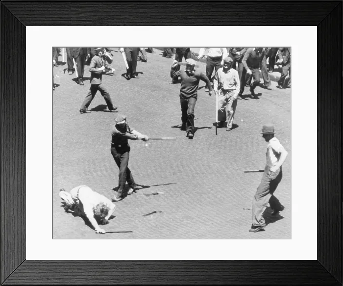Framed Print : Man Swinging Bat / Truck Driver Riot Framed Print : Man Swinging Bat / Truck Driver Riot