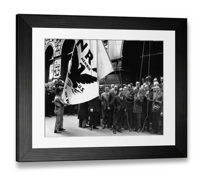 Framed Print : Raising National Recovery Administration Flag Framed Print : Raising National Recovery Administration Flag