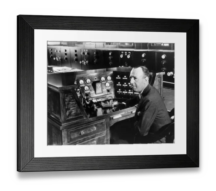 Framed Print : Powel Crosley, Jr At Radio Control Panel Framed Print : Powel Crosley, Jr At Radio Control Panel