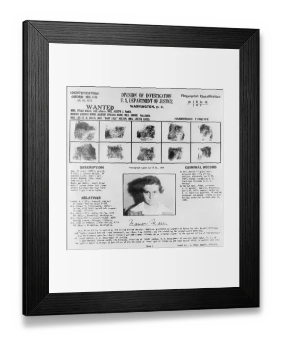 Framed Print : Mug Shot and Information on Helen Gillis Framed Print : Mug Shot and Information on Helen Gillis