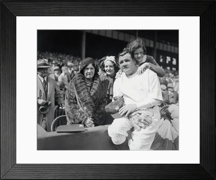 Framed Print : Baseball Legend Babe Ruth with His Family on Sidelines Framed Print : Baseball Legend Babe Ruth with His Family on Sidelines