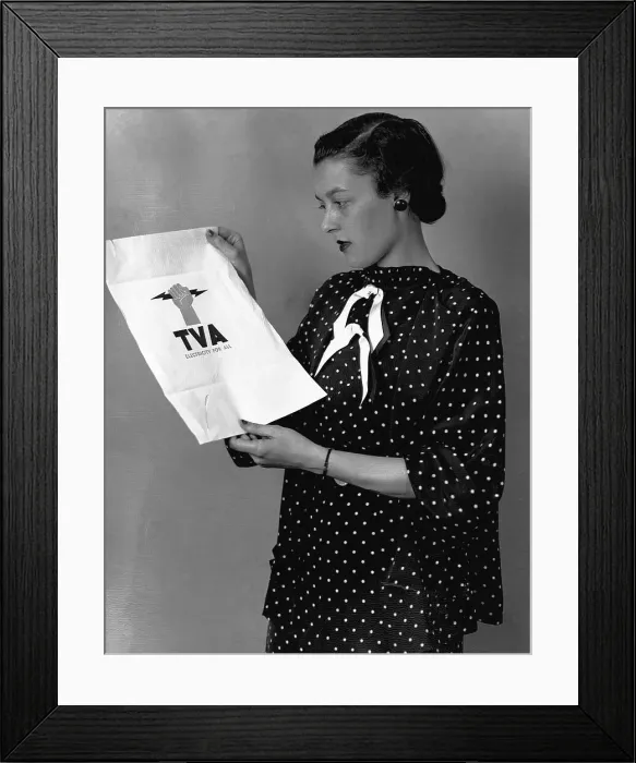 Framed Print : Woman Holding New Deal Emblem Framed Print : Woman Holding New Deal Emblem