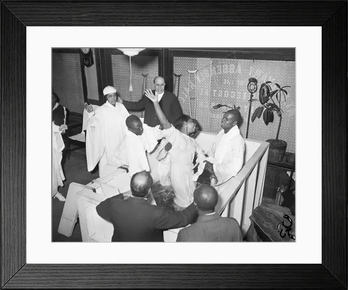Framed Print : Woman Being Baptised In Harlem Framed Print : Woman Being Baptised In Harlem
