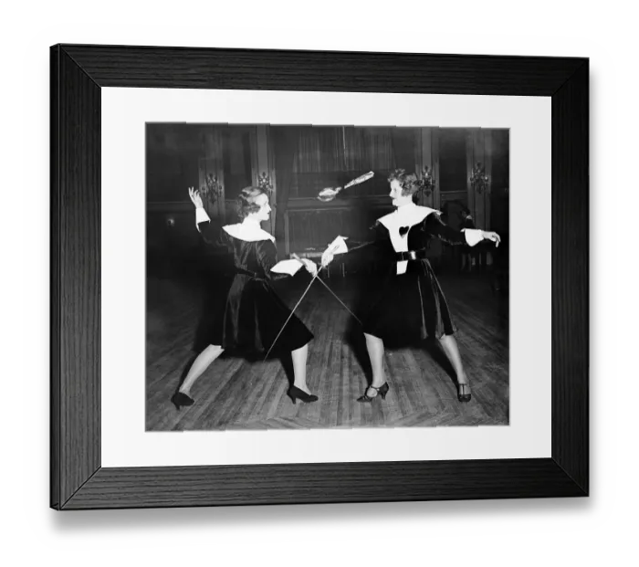Framed Print : Jane Carlton Fencing with Mary Mcmillen Framed Print : Jane Carlton Fencing with Mary Mcmillen