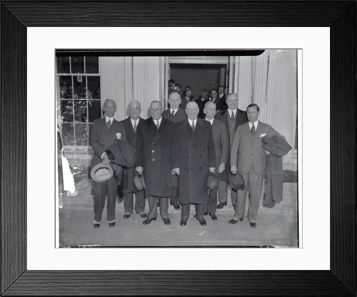 Framed Print : Auto Execs Stand Outside White House Framed Print : Auto Execs Stand Outside White House