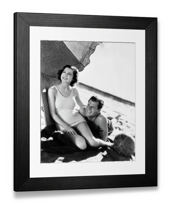 Framed Print : Frances Dee And Joel McCrea On Beach