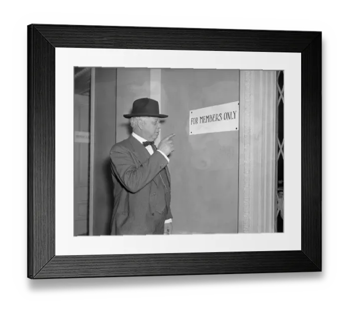 Framed Print : Oscar De Priest Pointing to Discriminatory Sign Framed Print : Oscar De Priest Pointing to Discriminatory Sign