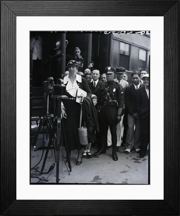 Framed Print : Eleanor Roosevelt Speaks into Microphone Framed Print : Eleanor Roosevelt Speaks into Microphone