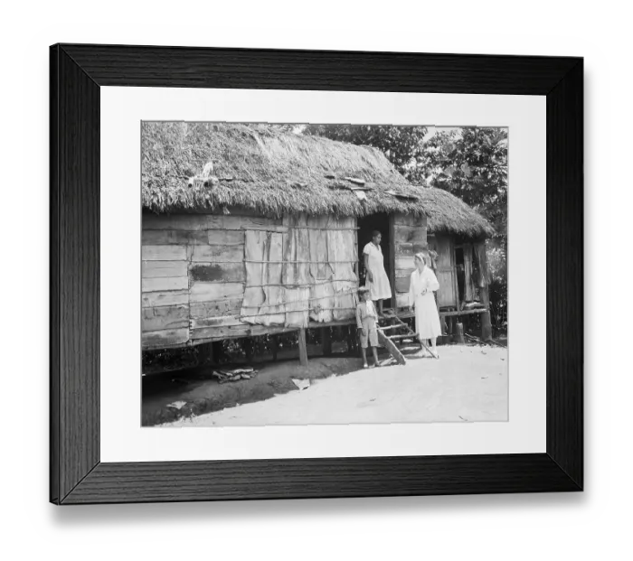 Framed Print : Eleanor Roosevelt Inspects Thatched-Roof Home Framed Print : Eleanor Roosevelt Inspects Thatched-Roof Home