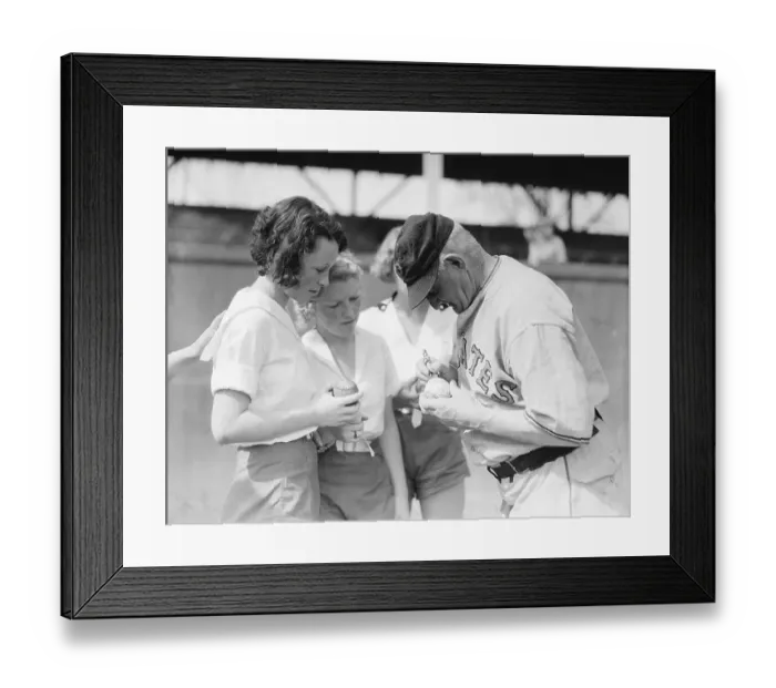 Framed Print : Hans Wagner Signing Baseball For Woman Framed Print : Hans Wagner Signing Baseball For Woman