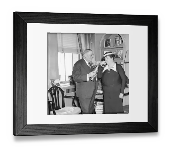 Framed Print : Gossip Columnist Elsa Maxwell Being Served Drink at Waldorf