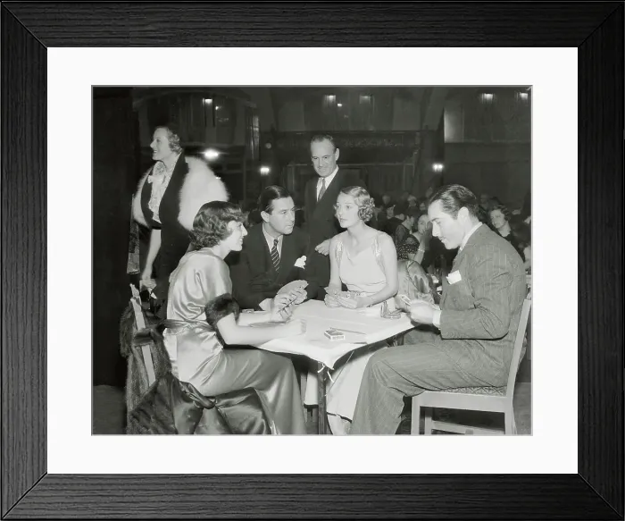 Framed Print : Film Stars Playing Bridge for Charity