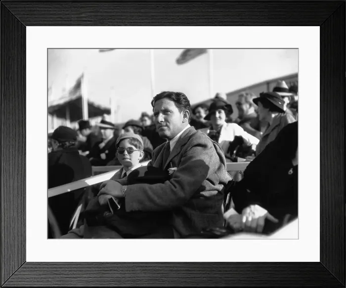Framed Print : Actor Spencer Tracy and Young Son at Polo Game