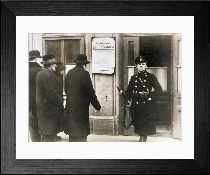 Framed Print : Policeman Beside Printed Warning Framed Print : Policeman Beside Printed Warning