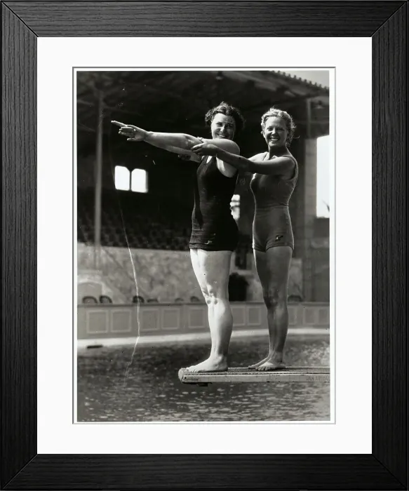 Framed Print : Georgia Coleman Gilson Giving Diving Lesson to Helen Hicks Framed Print : Georgia Coleman Gilson Giving Diving Lesson to Helen Hicks