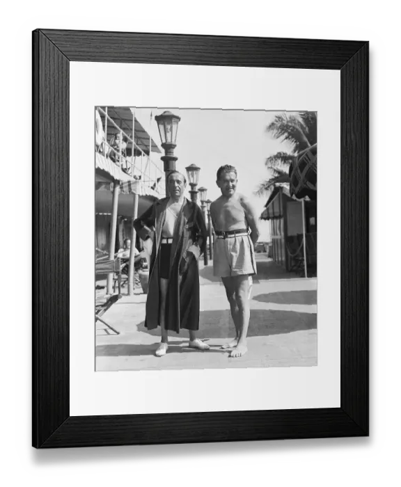 Framed Print : Middle-Aged Men in Swimsuits Framed Print : Middle-Aged Men in Swimsuits