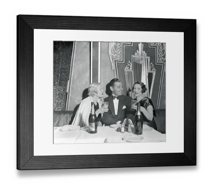 Framed Print : Mr. and Mrs. Clark Gable Dining with Peggy Joyce Framed Print : Mr. and Mrs. Clark Gable Dining with Peggy Joyce